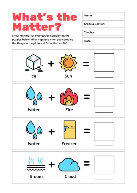 changes in matter worksheet grade 2